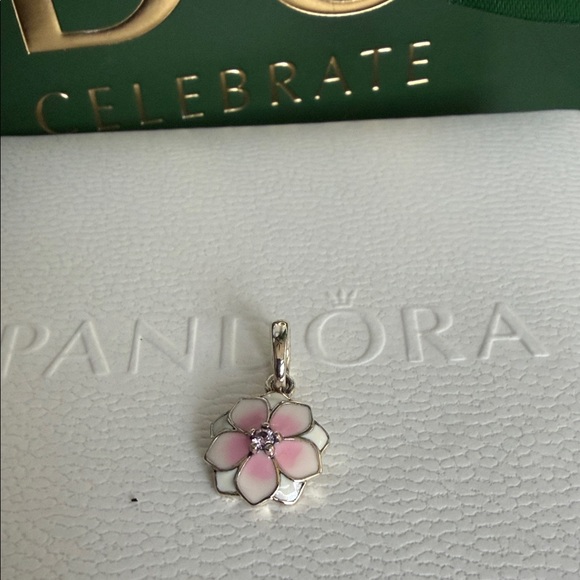 Pandora Jewelry - Pandora Silver and Pink Enamel Floral Charm